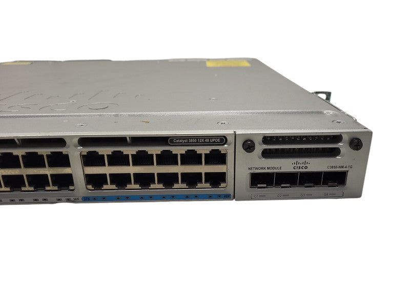 Cisco WS-C3850-12X48U-S 48-port UPOE Switch /w C3850-NM-4-1G 2x 1100WAC PSU $