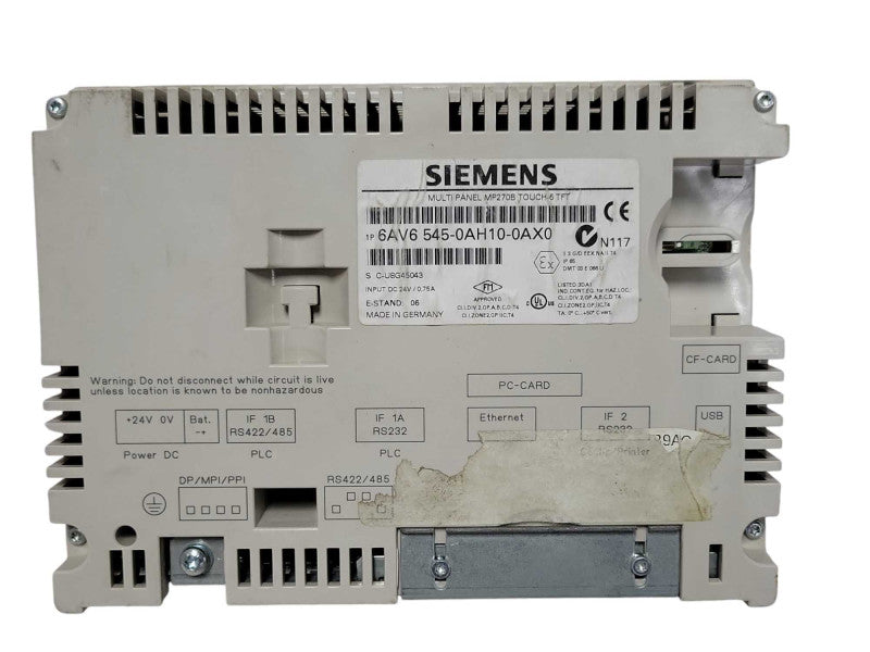 Siemens MP270B 1P 6AV6 545-0AH10-0AX0 Multi panel touch 6" TFT _