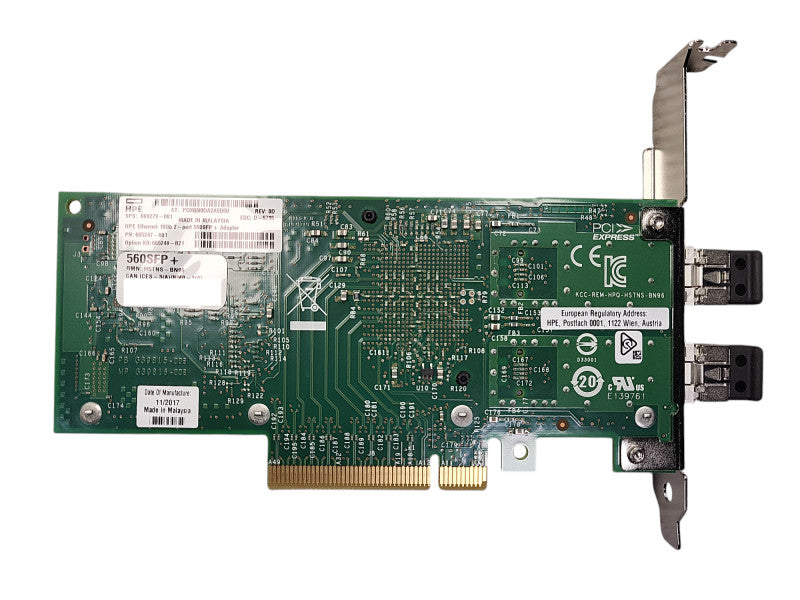 HPE Ethernet 560SFP+ Dual Port 10Gb 2-Port SFP+ Adapter PN:669279-001 665249-001 $