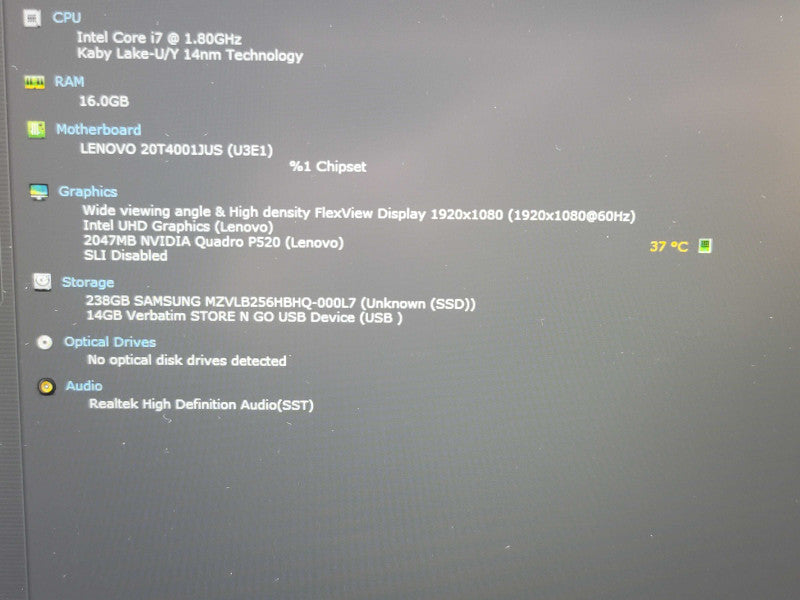 Lenovo ThinkPad P15s| i7-10510U| 16GB DDR4| Quadro P520| 256GB SSD  β Lap200