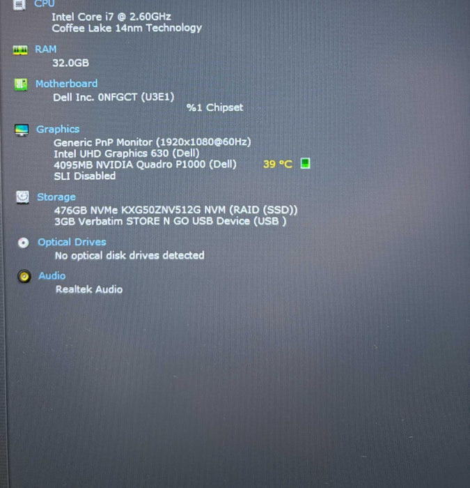 Dell Precision 5530 i7-8850H QUADRO P1000 4GB GPU 32GB RAM 512GB SSD READ! Q Lap200