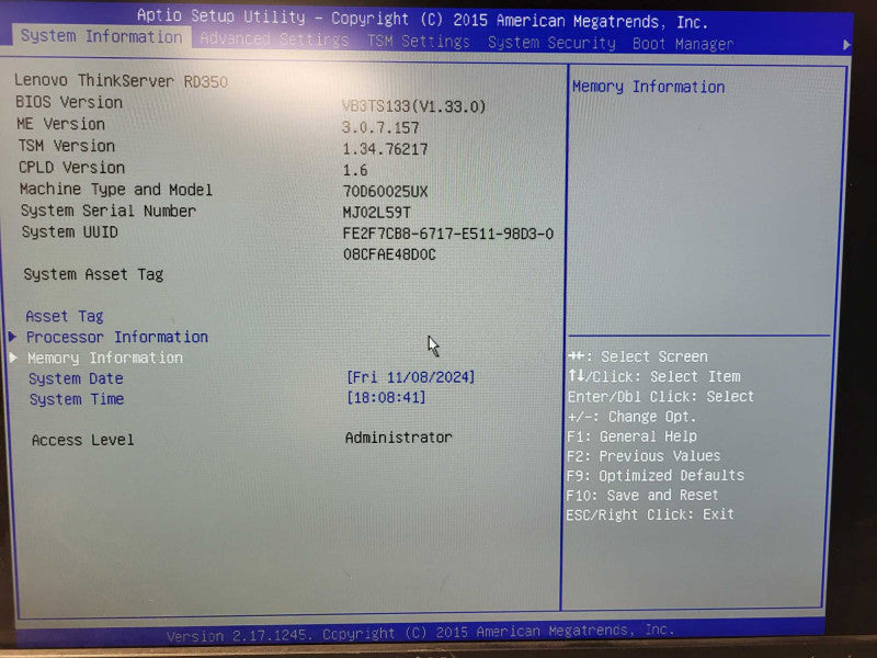 Lenovo RD350 Intel Xeon E5-2603 v3 @ 1.60Ghz 16GB 2x PSU No HDD $