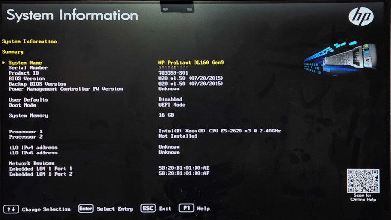 HP DL160 Gen9 1U 8x 2.5", Xeon E5-2620 v3 2.4GHz, 16GB DDR4, HBA H240