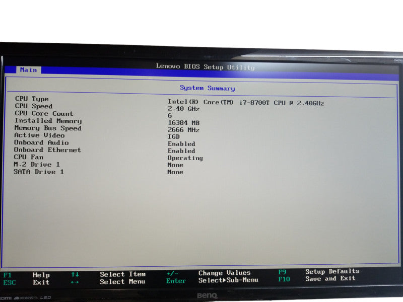 USFF LENOVO THINKCENTRE M920Q i7 8700T 2.40GHz 16GB RAM NO HDD/SSD