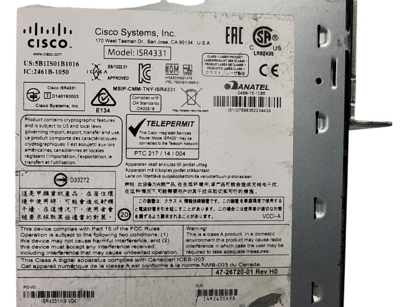 Cisco ISR 4331 4300 Series Integrated Service Router P/N: ISR4331/K9 $