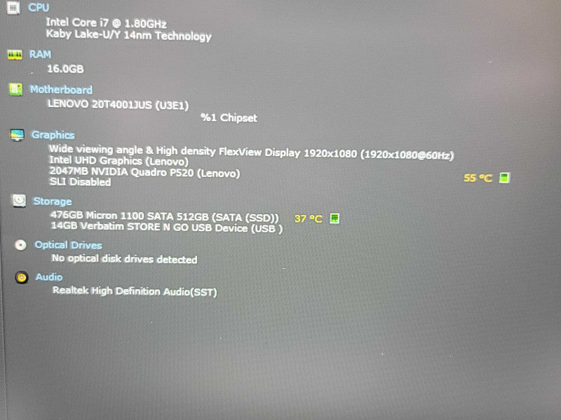 Lenovo ThinkPad P15s| i7-10510U| 16GB DDR4| Quadro P520| 512GB SSD β Lap200