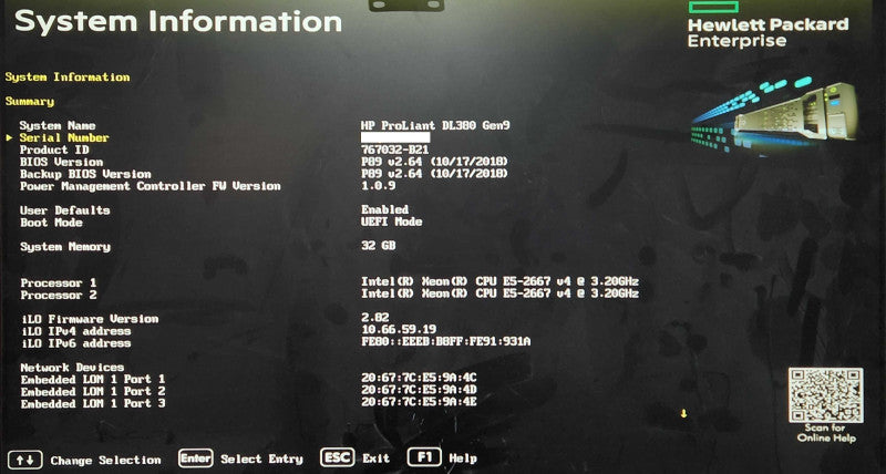 HP DL380 Gen9 2U 24x 2.5", 2x Xeon E5-2667v4 3.20GHz, 32GB DDR4, P840
