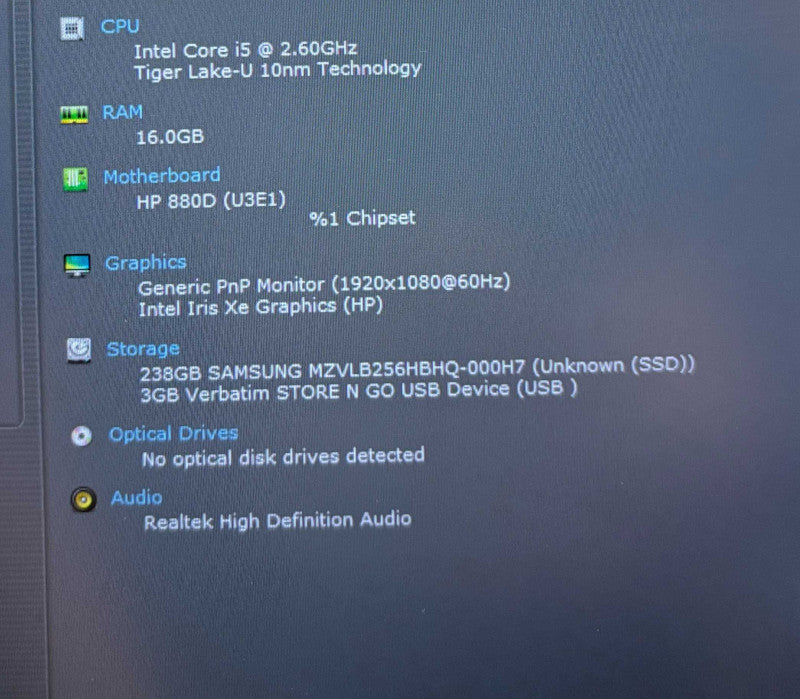 HP EliteBook 840G8 Intel Core i5-1145 G7@2.6GHz 16GB RAM 256GB SSD  Lap200