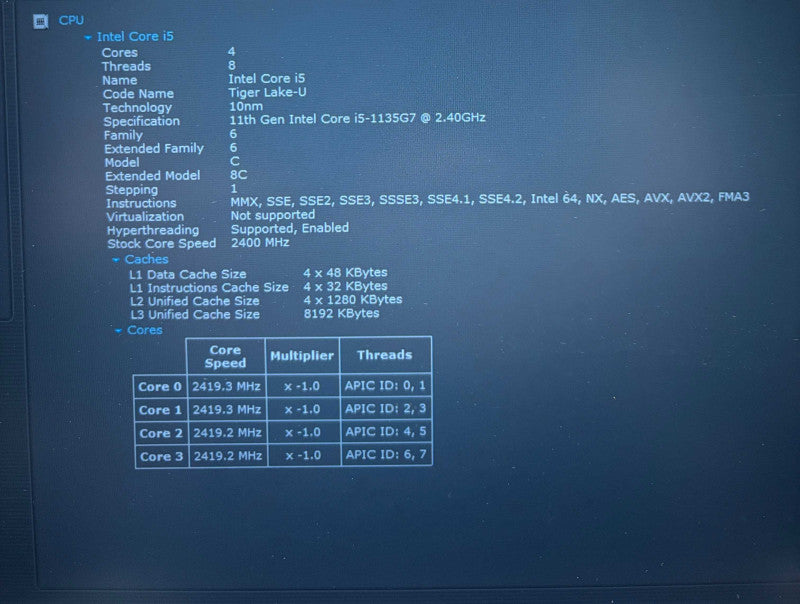 HP EliteBook 840 G8 Intel Core i5-1135G7@2.4GHz 16GB RAM 256GB SSD  Lap200