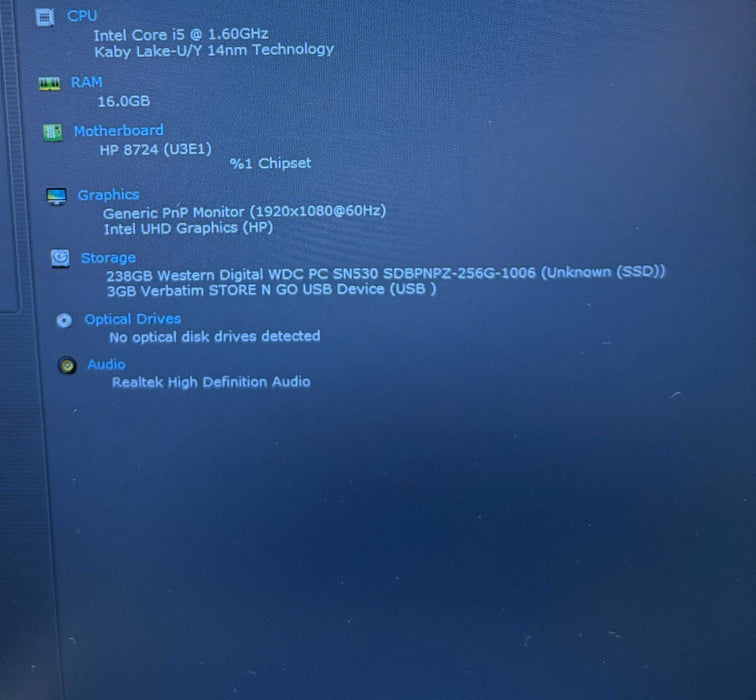HP EliteBook 850 G7 Intel Core i5-10210U@1.6GHz 16GB RAM 256GB SSD READ!  Lap200