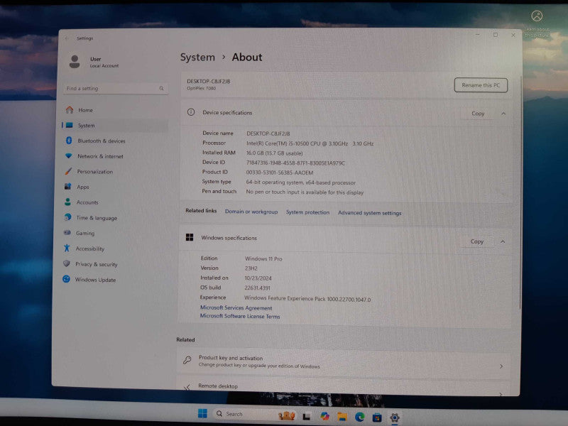Dell OptiPlex 7080, i5-10500, 16GB RAM, 240GB SSD, Win 11, Mini Tower Desktop