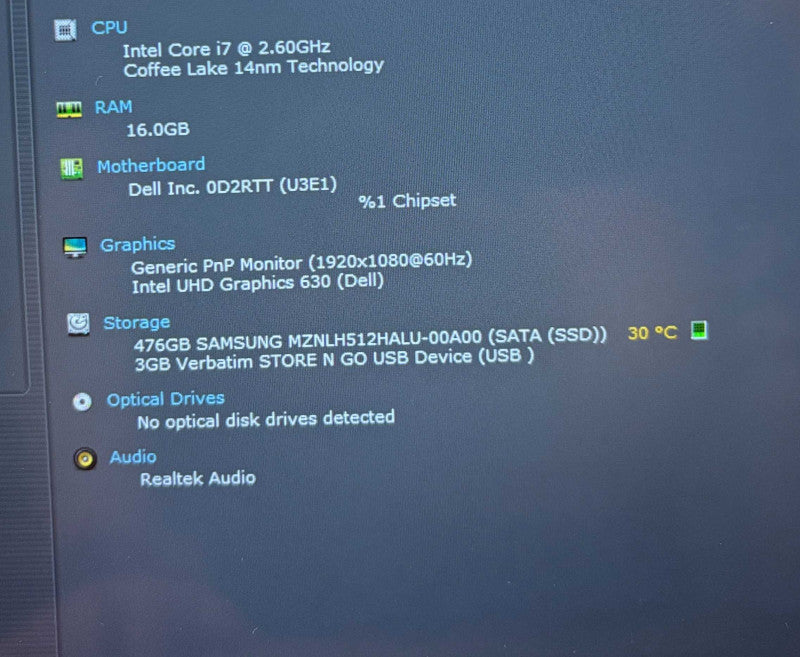 Dell Latitude 5401 Intel Core i7-9850H@2.6GHz 16GB RAM 512GB SSD READ!  Lap200