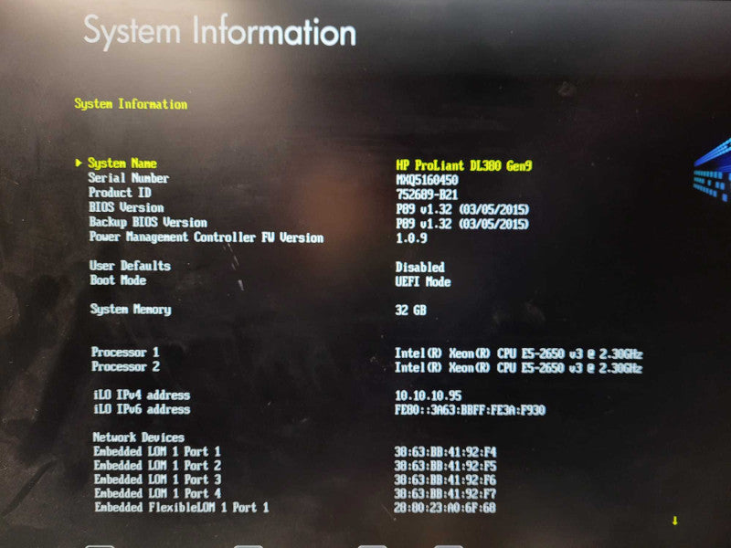 HP ProLiant DL380 Gen9 2x E5-2650 v3 | 32GB RAM | P440ar | No PSU Q$