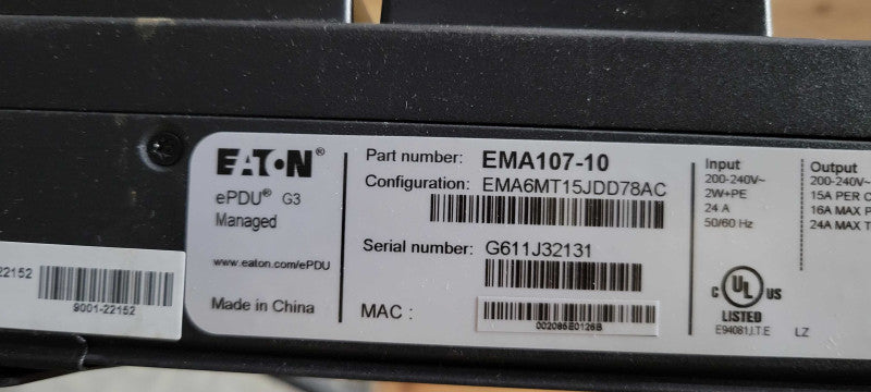 Eaton managed PDU - EMA107-10, READ _