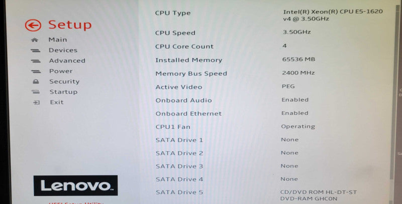 Lenovo ThinkStation P510 | Xeon E5-1620 v4 @3.50GHz, 64GB DDR4, 2x K620, No H _