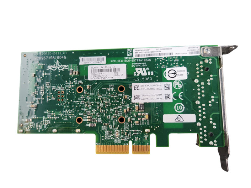 00YK551 LENOVO BROADCOM 1GB 4-PORT 1GB PCIE ETHERNET HOST BUS ADAPTER !
