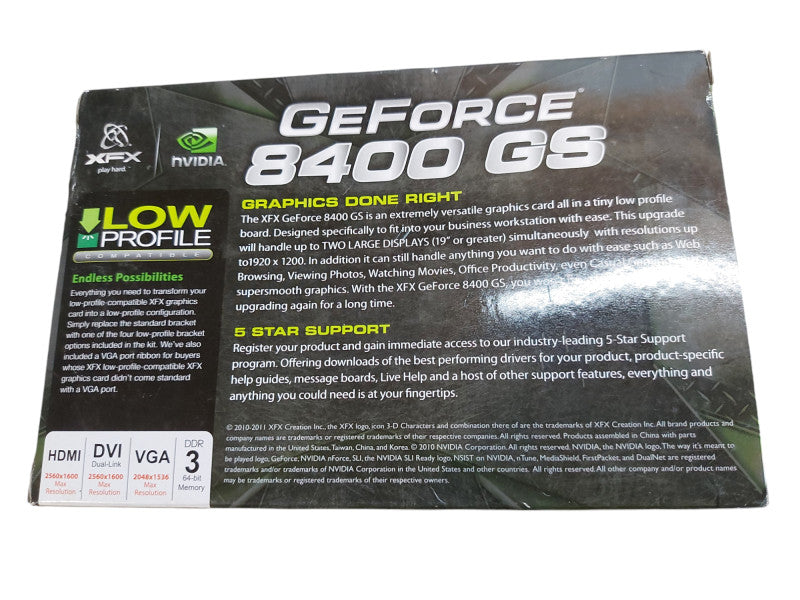 XFX Nvidia GeForce 8400 GS Graphic Card 1GB DDR3 PCIE 2.0 | HDMI | VGA | DVI