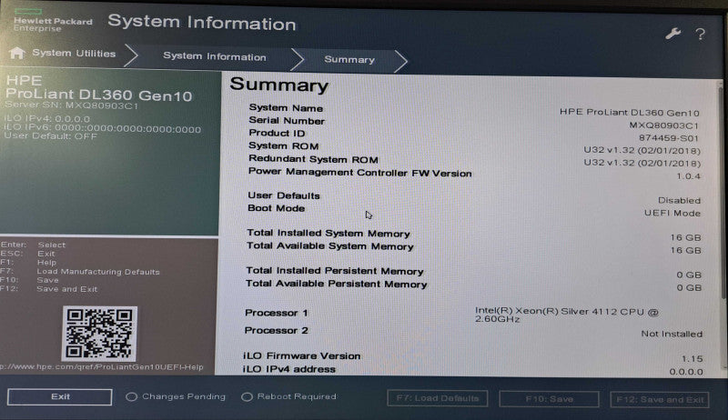 HP DL360 Gen10 1U 8x 2.5" | Xeon Silver 4112 @ 2.60GHz, 16GB DDR4, P408i-a SR