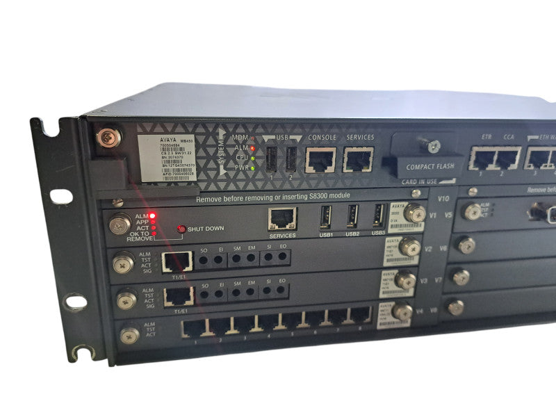 Avaya G450 Chassis w/ S8300, 2x MM710B, MM711, MM716 | 2x PSU