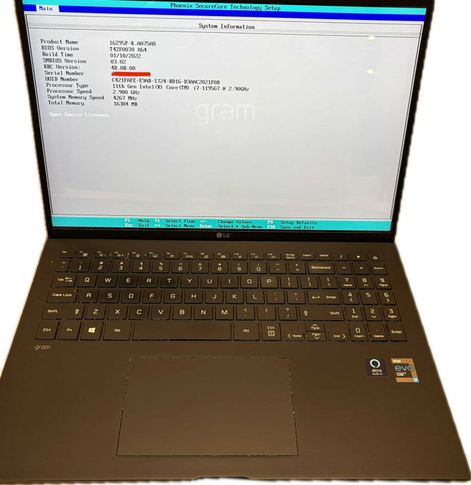 LG Gram 16Z95P i7-1195G7 16GB RAM Faulty LCD For Parts/Repair READ!  Lap200