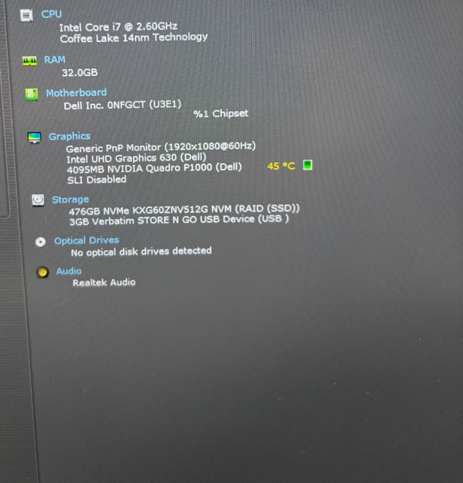 Dell Precision 5530 i7-8850H@2.6GHz QUADRO P1000 4GB GPU 32GB RAM 512SSD    Lap200