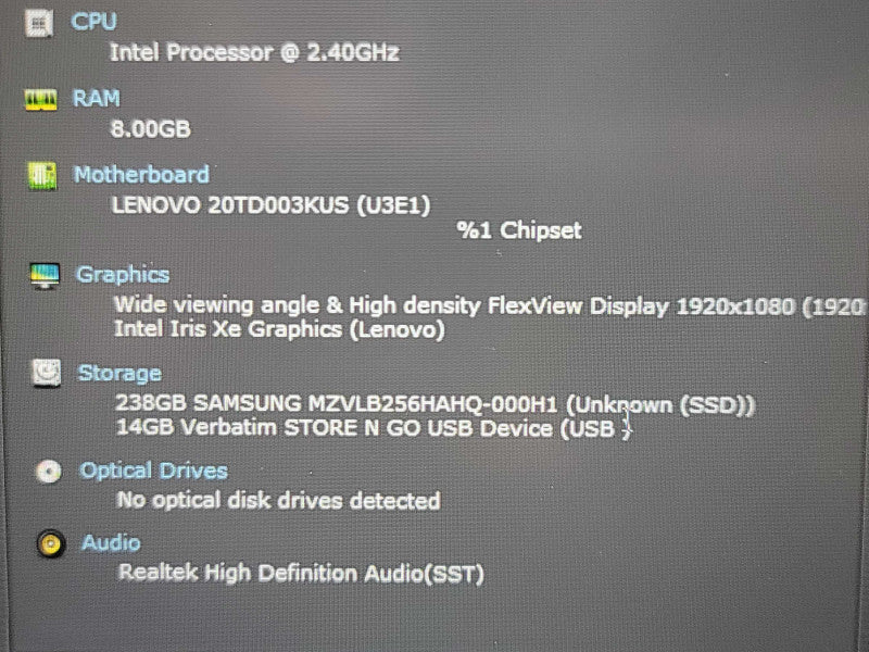 Lenovo ThinkPad E15 Gen 2| i5-1135G7| 8GB DDR4| 256GB SSD NO BATTERY READ  β Lap200