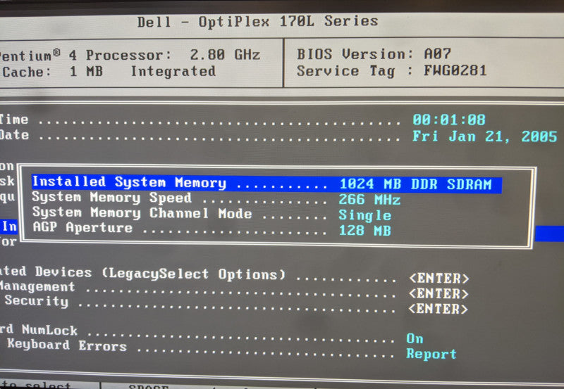 Dell OptiPlex 170L | Intel Pentium 4 @ 2.80GHz | 1GB RAM | No HDD | No OS