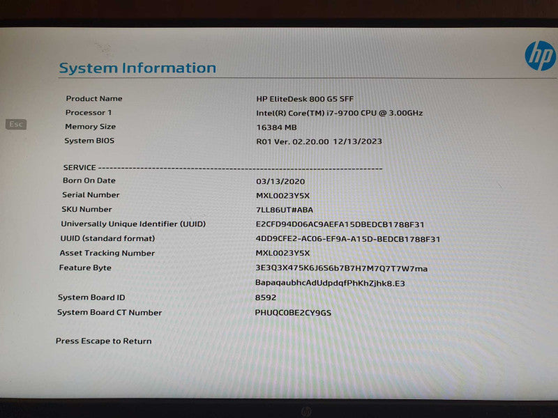 HP EliteDesk 800 G5 SFF | i7-9700 @ 3.00GHz | 16GB DDR4 | No HDD/OS | READ
