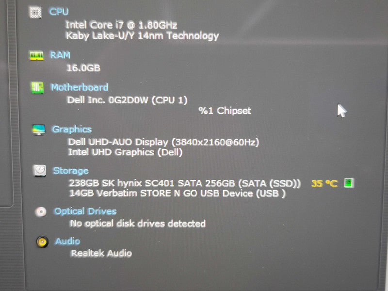 Dell XPS 13 9370| i7-10610U| 16GB RAM| 256GB SSD 4K TOUCH NO BATTERY READ  β Lap200
