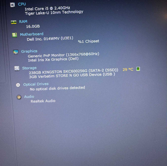 Dell Latitude 3420 Intel Core i5-1135G7@2.4GHz 16GB DDR4 RAM 256GB SSD  Lap200