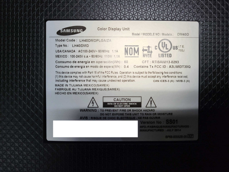 Samsung 40" DM40D Color Display Unit (LH40DMDPLGA/ZA)  Q$