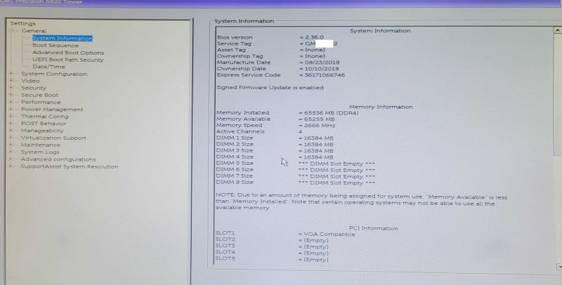 Dell Precision 5820 Tower Workstation, Xeon W-2145 3.70GHz, 64GB DDR4, No GPU _