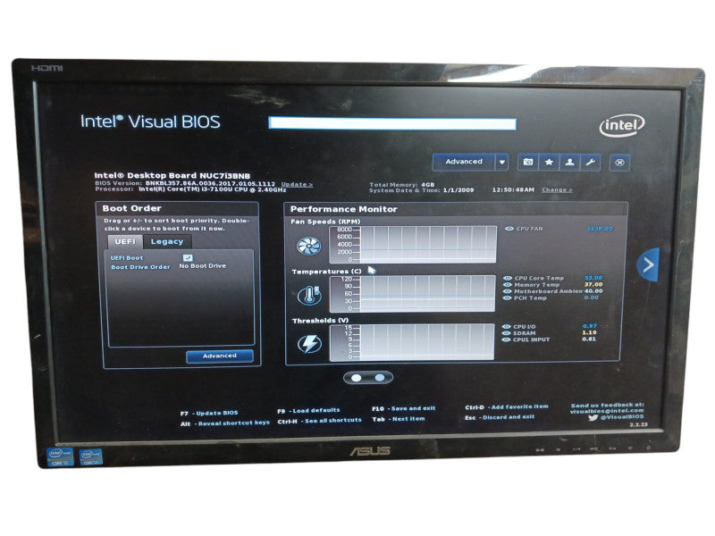 Intel NUC7i3BNB Mini PC i3-7100 @ 2.4Ghz 4GB DDR4