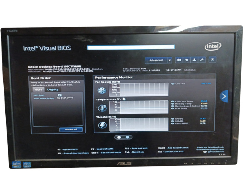 Intel NUC7i5BNB Mini PC i5-7260U @2.2Ghz 8GB DDR4
