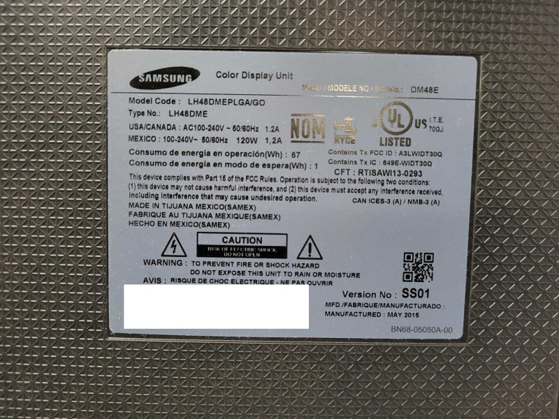 Samsung 48" DM48E Color Display Unit (LH48DMEPLGA/GO) No remote controller Q$