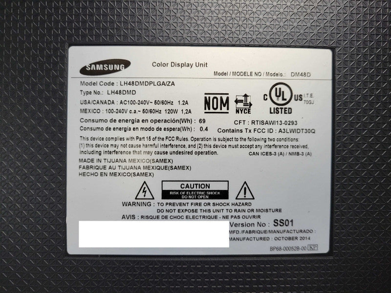 Samsung 48" DM48D Color Display Unit (LH40DMDPLGA/ZA) No remote controller Q$