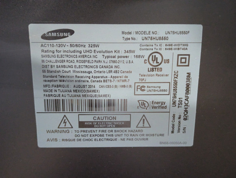 Samsung UN75HU8550 4K 75 inch Smart TV Please READ  -