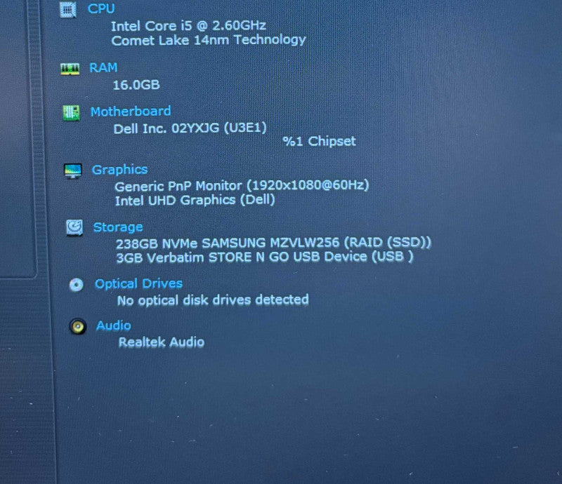 Dell Latitude 5411 Intel Core i5-10400H@2.6GHz 16GB DDR4 RAM 256GB SSD  Lap200