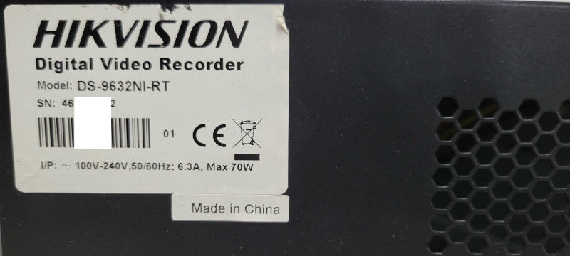 Hikvision Digital Video Recorder DS-9632NI-RT, 4x HDD Caddies, No HDD, READ _