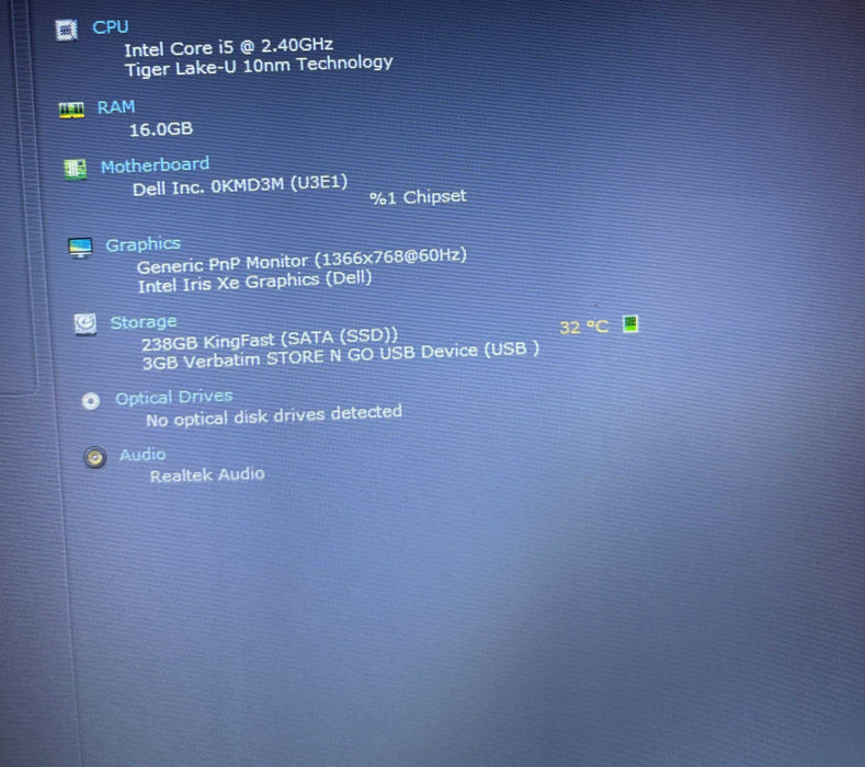 Dell Latitude 3420 Intel Core i5-1135G7@2.4GHz 16GB DDR4 RAM 256GB SSD Q Lap200