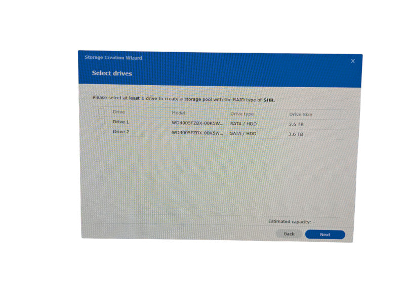 Synology DS1513+ 5 bay NAS with 2x 4TB HDDs installed  -