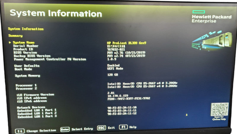 HP ProLiant DL380 Gen9 | 2x Xeon E5-2667 v4 | 128GB DDR4 | No HDD | P840