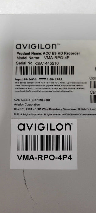 Avigilon VMA-RPO-4P ACC ES HD Recorder, No HDD, Read Q_