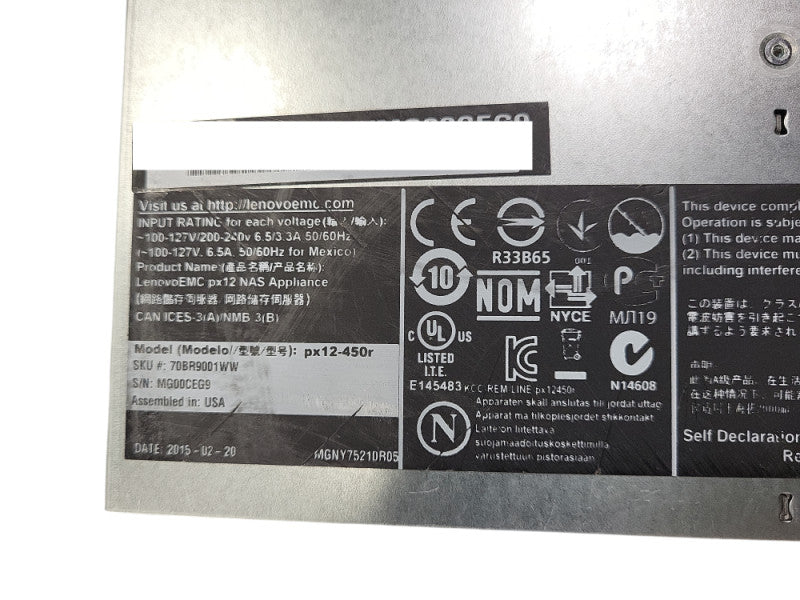 Lenovo PX12-450R Network Attached Storage (70BR9001WW) No HDD/Caddies $