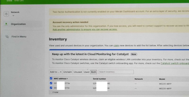 Cisco Meraki MS220-48FP-HW 48-Port Cloud Managed PoE Gigabit Switch Unclaimed Q_