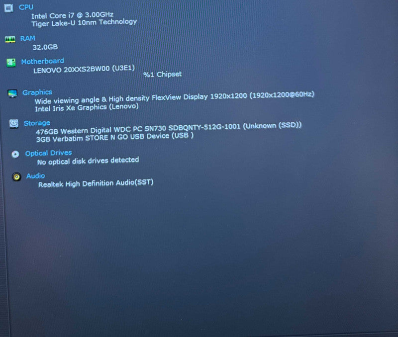 Lenovo ThinkPad X1 Carbon Gen 9 i7-1185G7 16GB 512SSD Broken USB Port READ!  Lap200