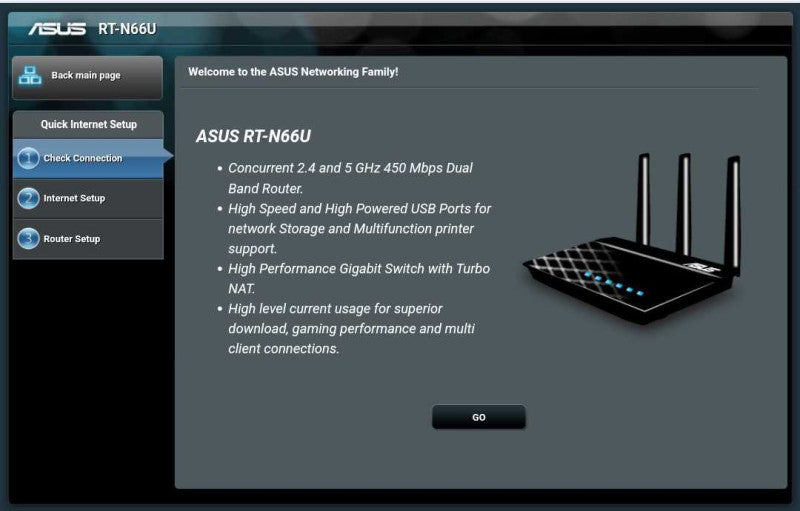ASUS RT-N66U Dual-Band 3x3 Wireless N900 Gigabit Router Wi-Fi W/Power Adapter