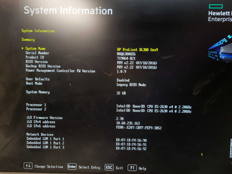 HP ProLiant DL380 Gen9 | 2x Xeon E5-2630 v4 | 32GB DDR4 | No HDD | P440ar $