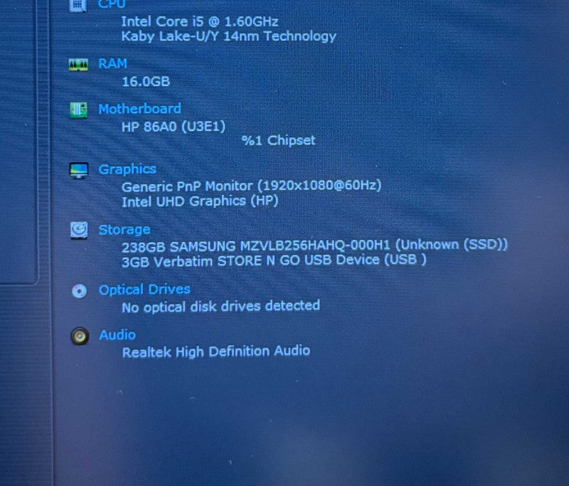 HP ProBook 450 G7 Intel Core i5-10210U@1.6GHz 16GB DDR4 RAM 256GB SSD READ!  Lap200