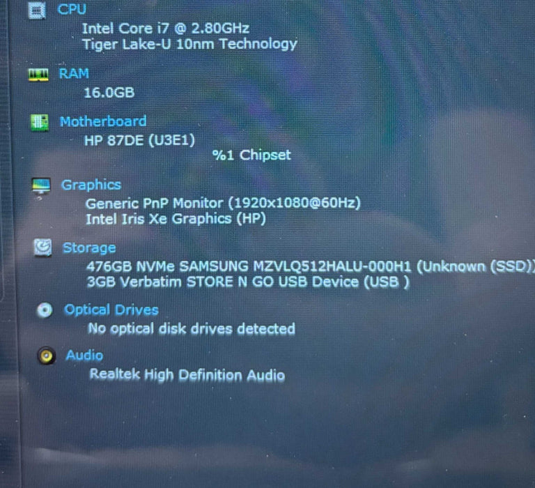 HP Pavilion x360 Convertible 15 TOUCH i7-1165G7@2.8GHz 16GB RAM 512GB SSD  Lap200
